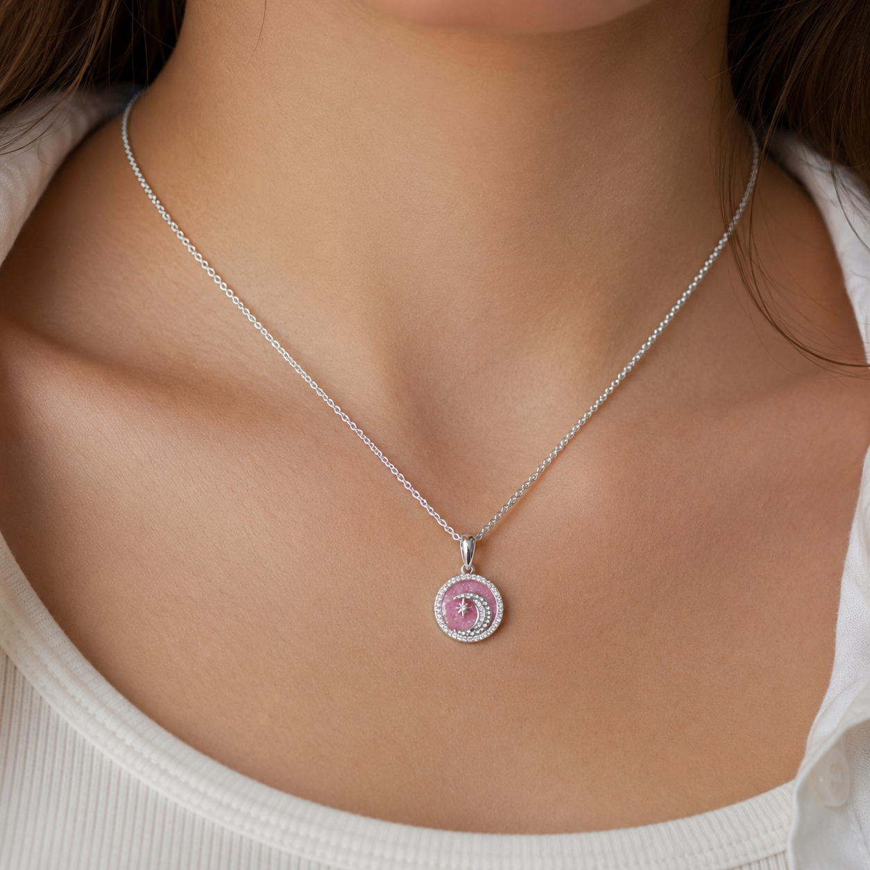 Dije Opalo Rosa Luna Plata Ley 925