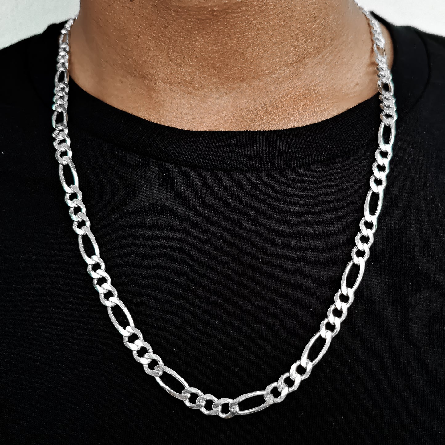 Cadena Figaro Lisa 6mm Plata Ley 925
