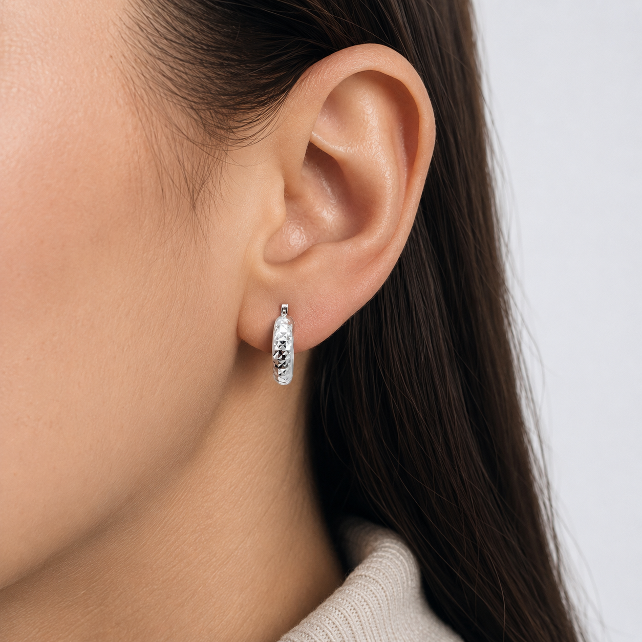 Arracada Facetada Plata Ley 925