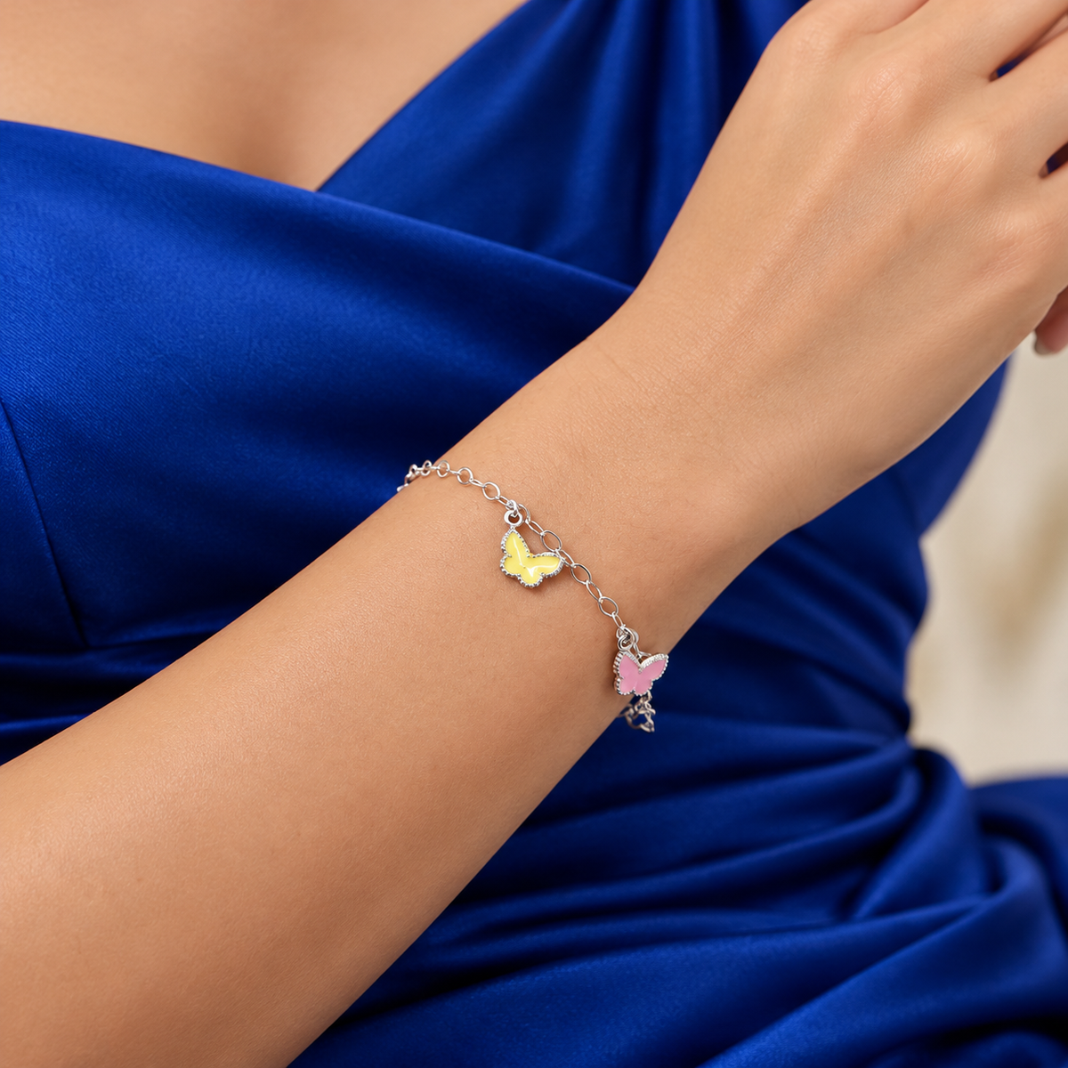 Pulsera Mariposa Multicolor Plata Ley 925