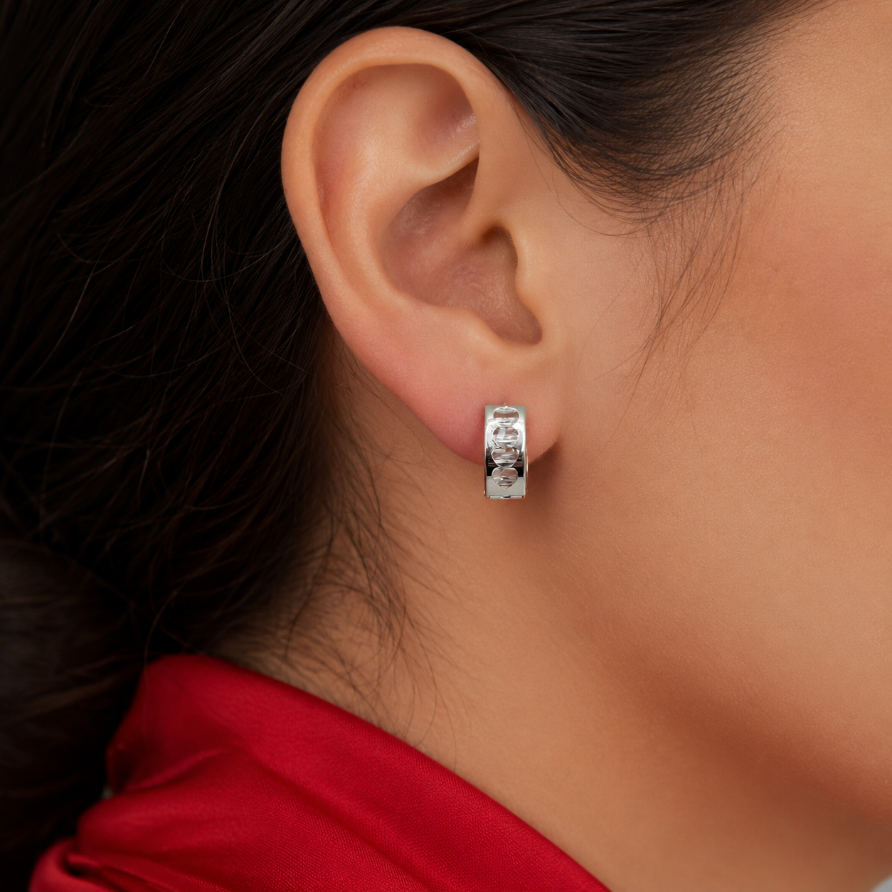 Hugguies Zirconia Blanca Plata Ley 925