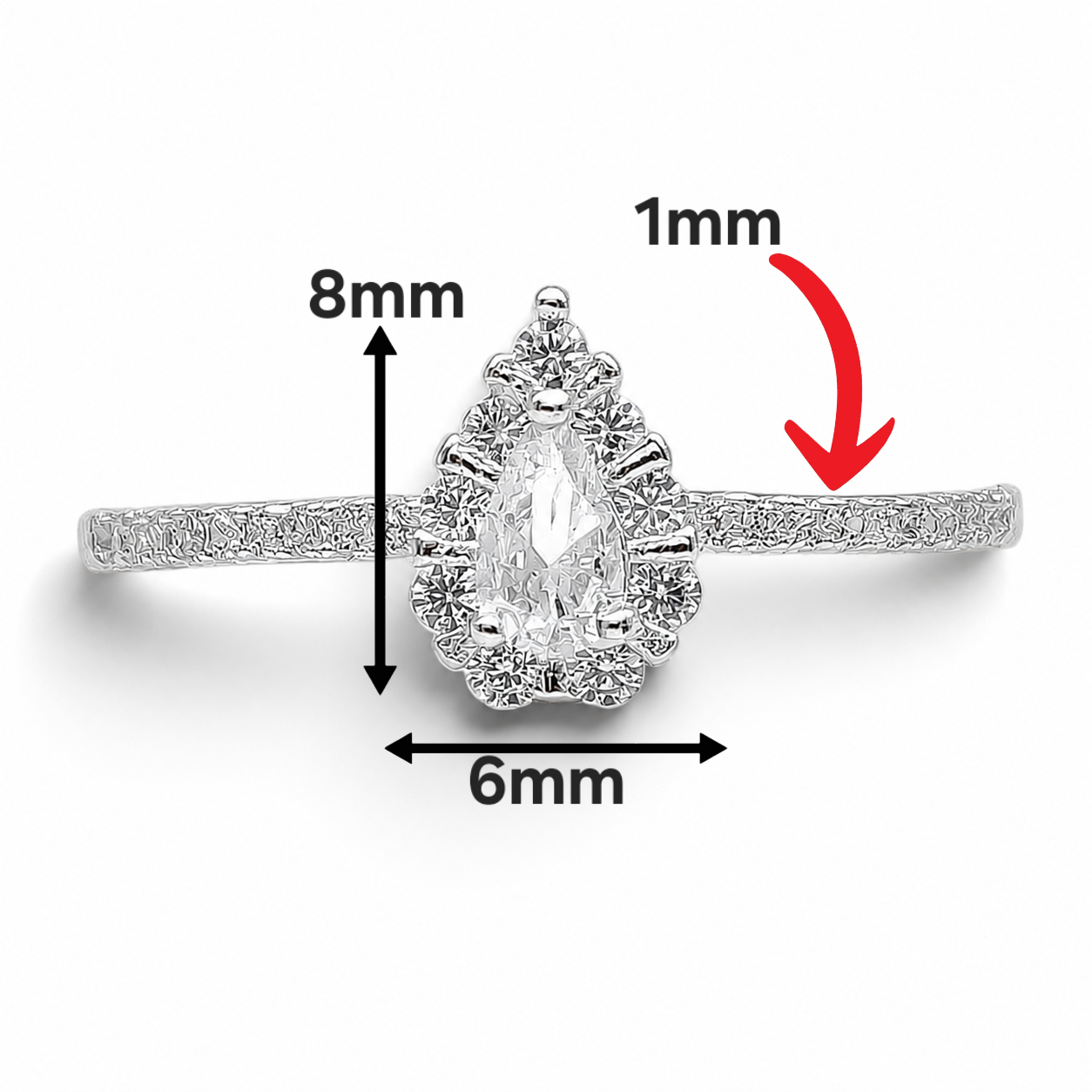 Anillo Gota Zirconia Plata Ley 925