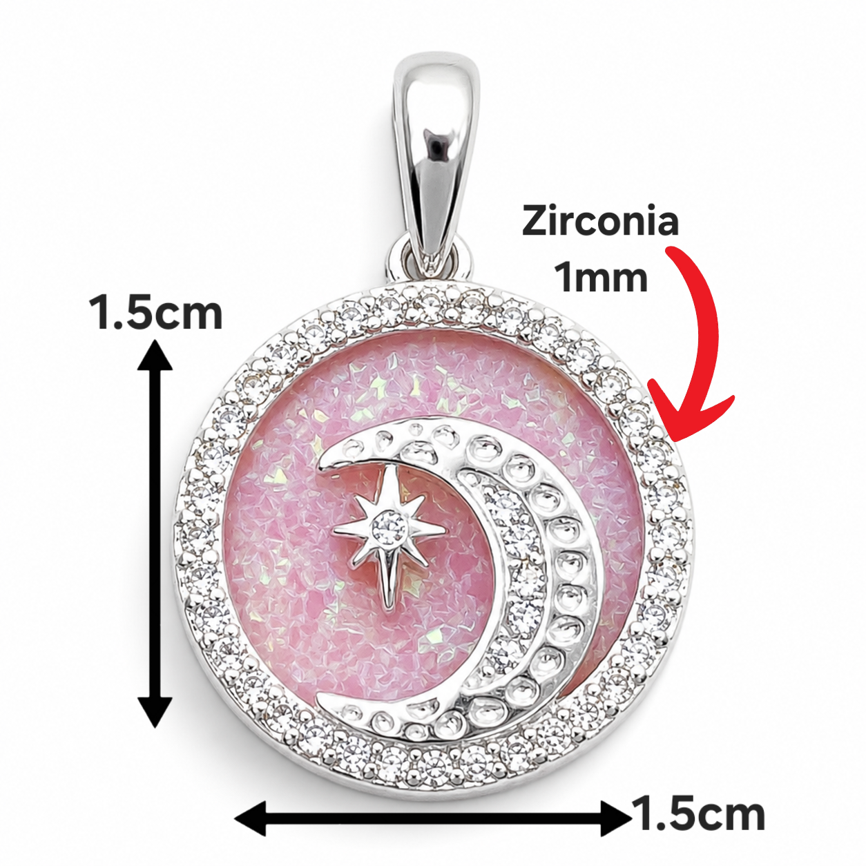 Dije Opalo Rosa Luna Plata Ley 925