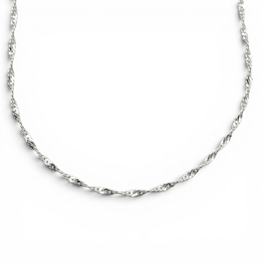 Cadena Torzal Ligera 1mm Plata Ley 925