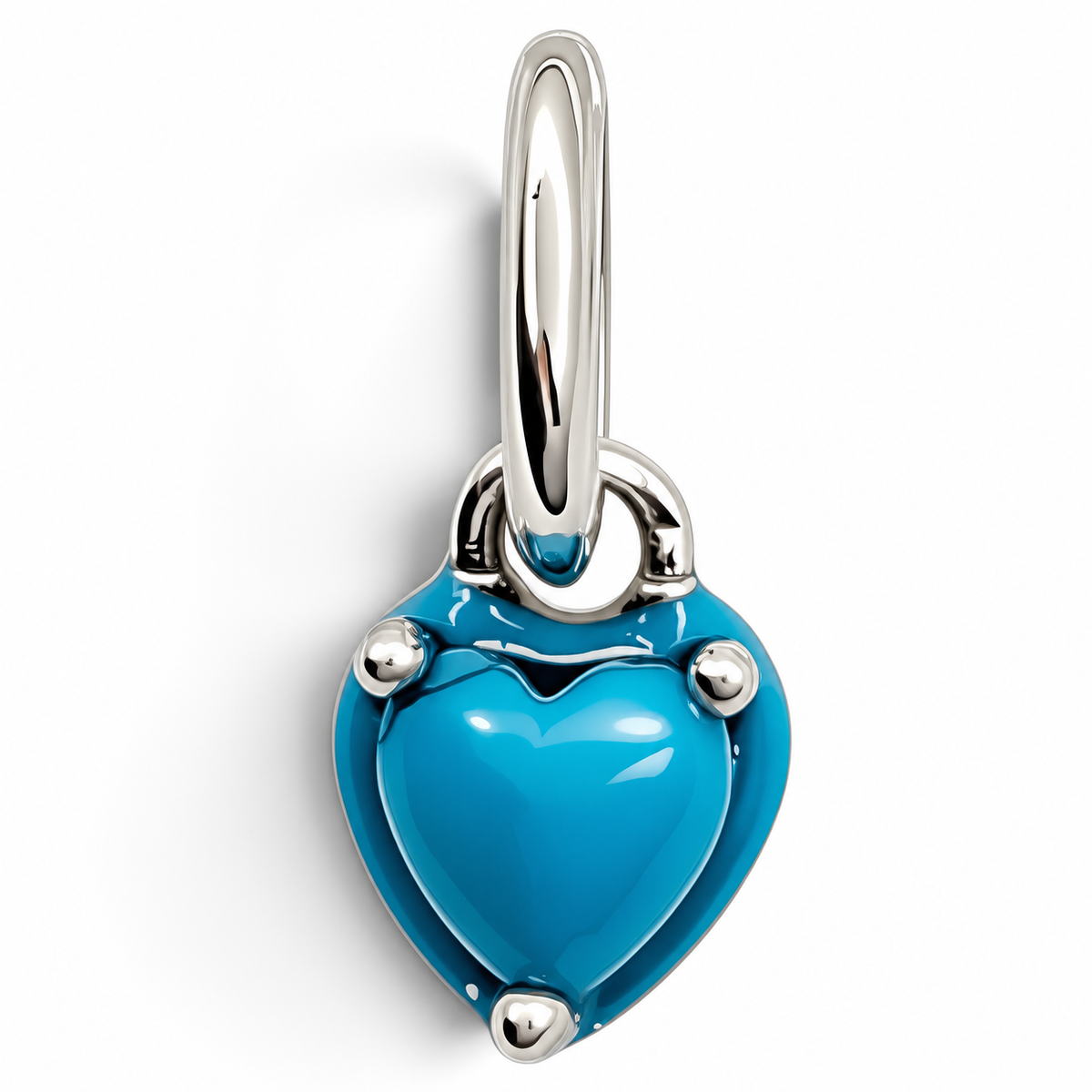 Charm Corazon Mini Azul Plata Ley 925