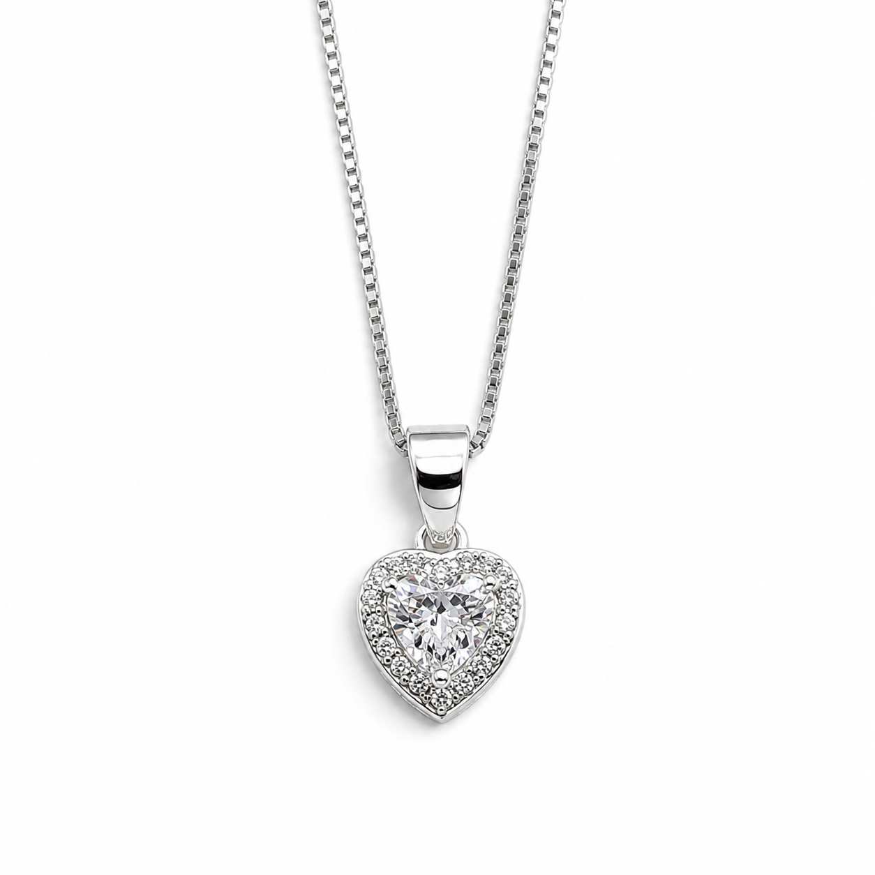 Collar Corazon Zirconia Plata Ley 925