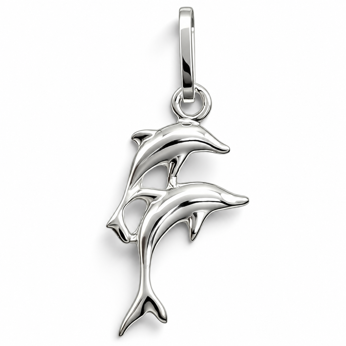 Dije Doble Delfin Blanco Plata Ley 925