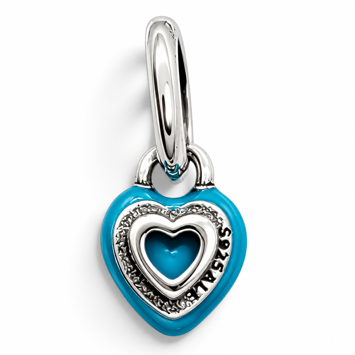 Charm Corazon Mini Azul Plata Ley 925