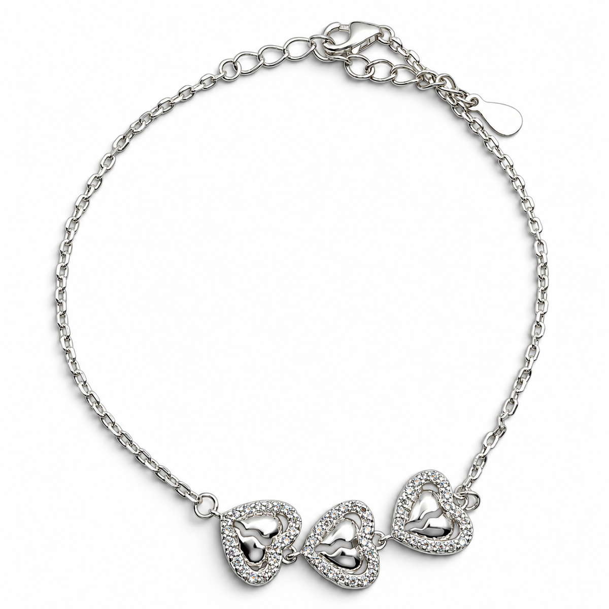 Pulsera Corazon Plata Ley 925