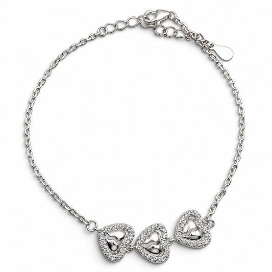 Pulsera Corazon Plata Ley 925