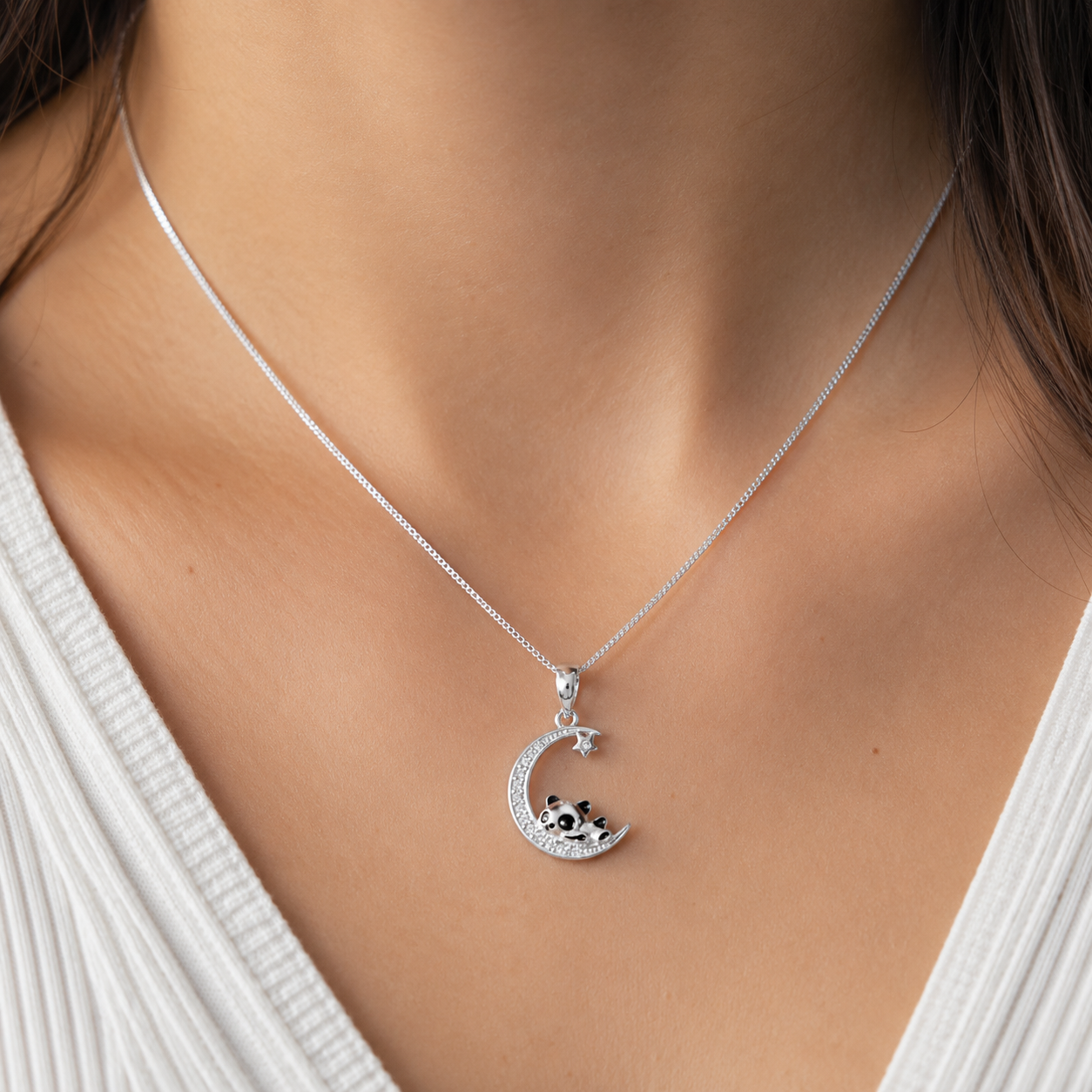 Dije Luna Panda Zirconia Plata Ley 925