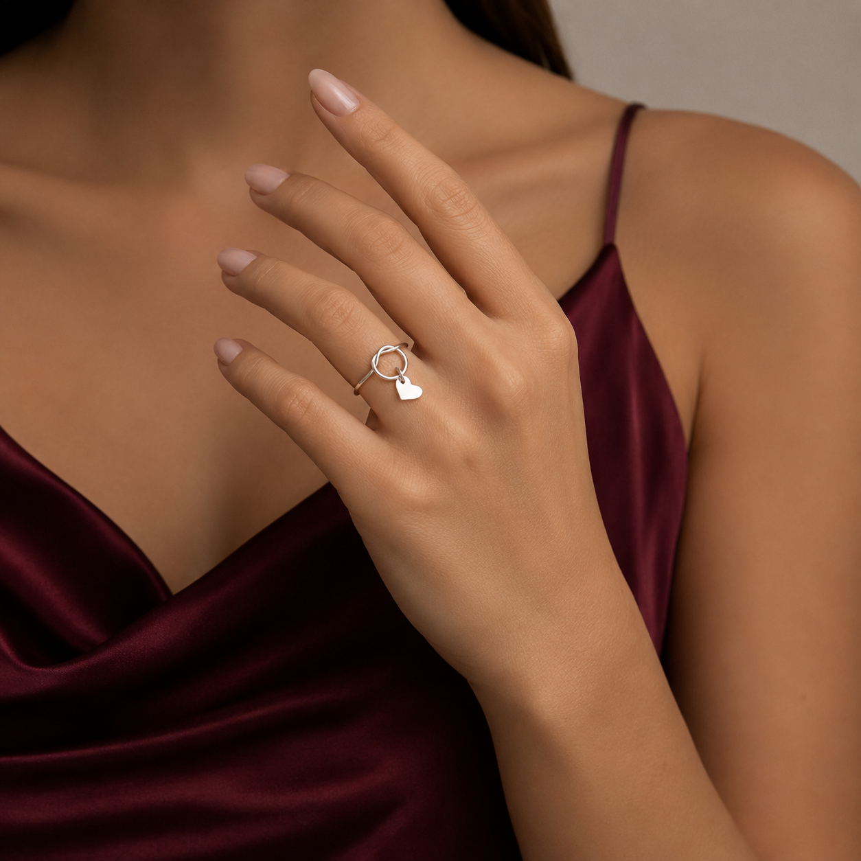 Anillo Corazon Colgante Plata Ley 925