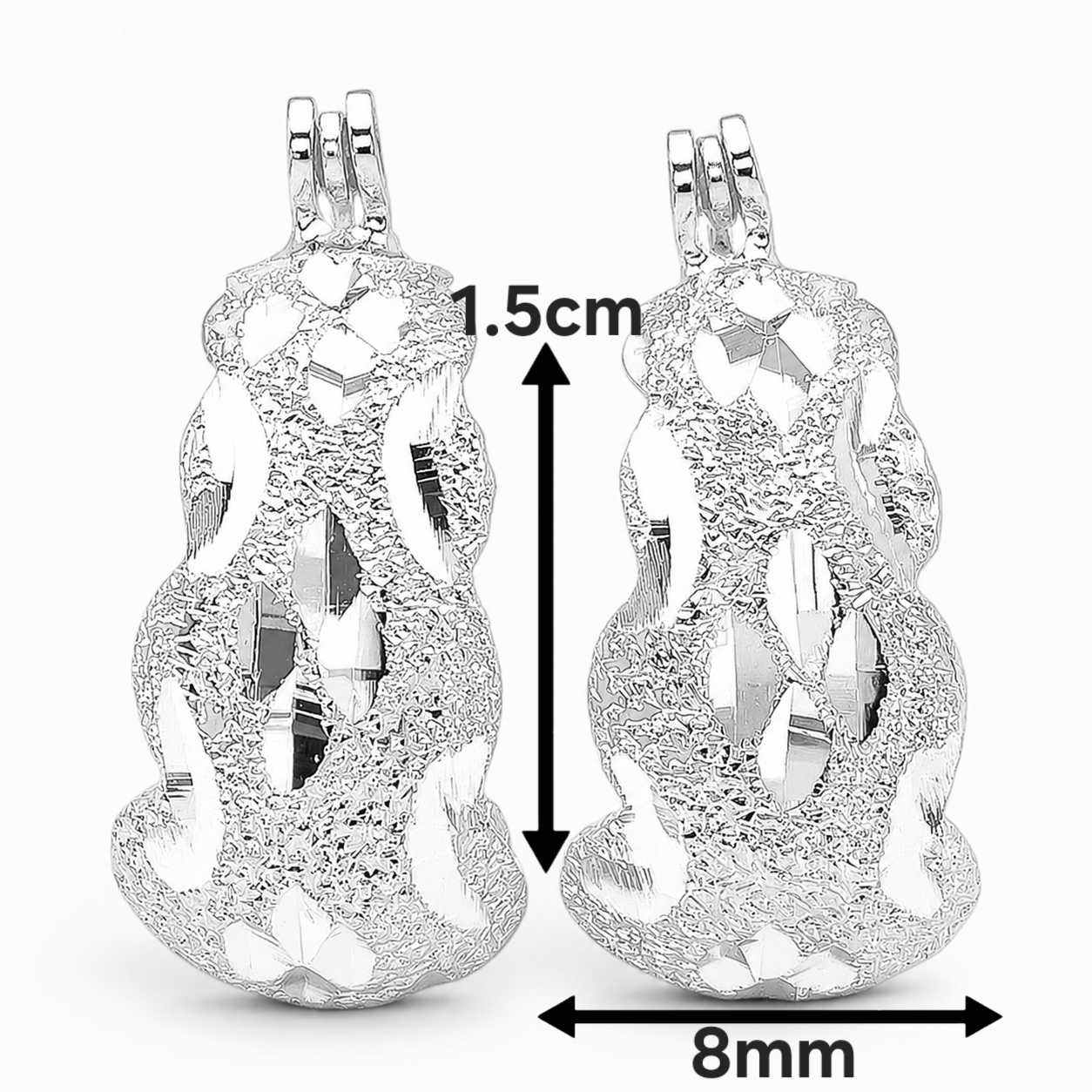 Arracada Chica Diamantada Plata Ley 925