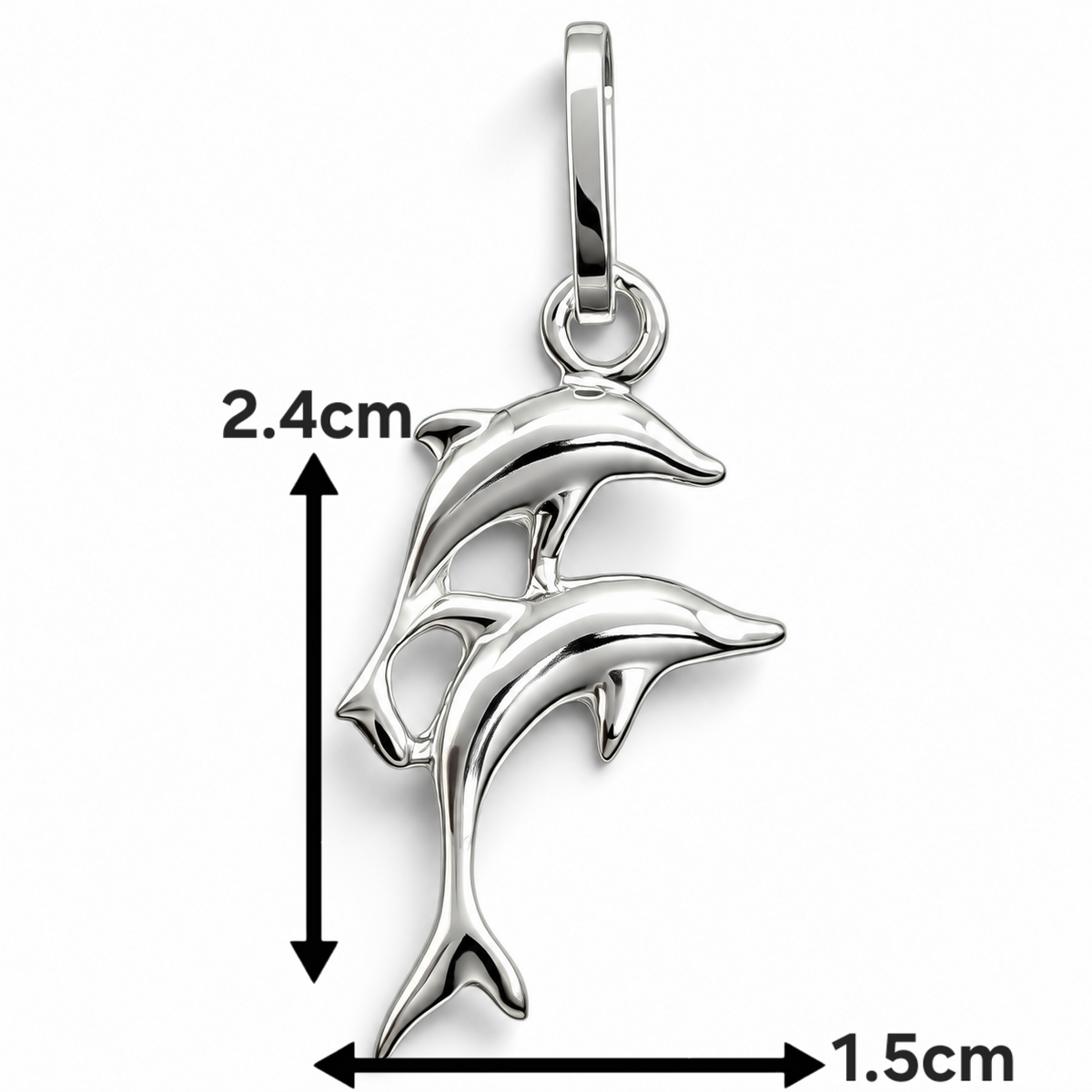 Dije Doble Delfin Blanco Plata Ley 925