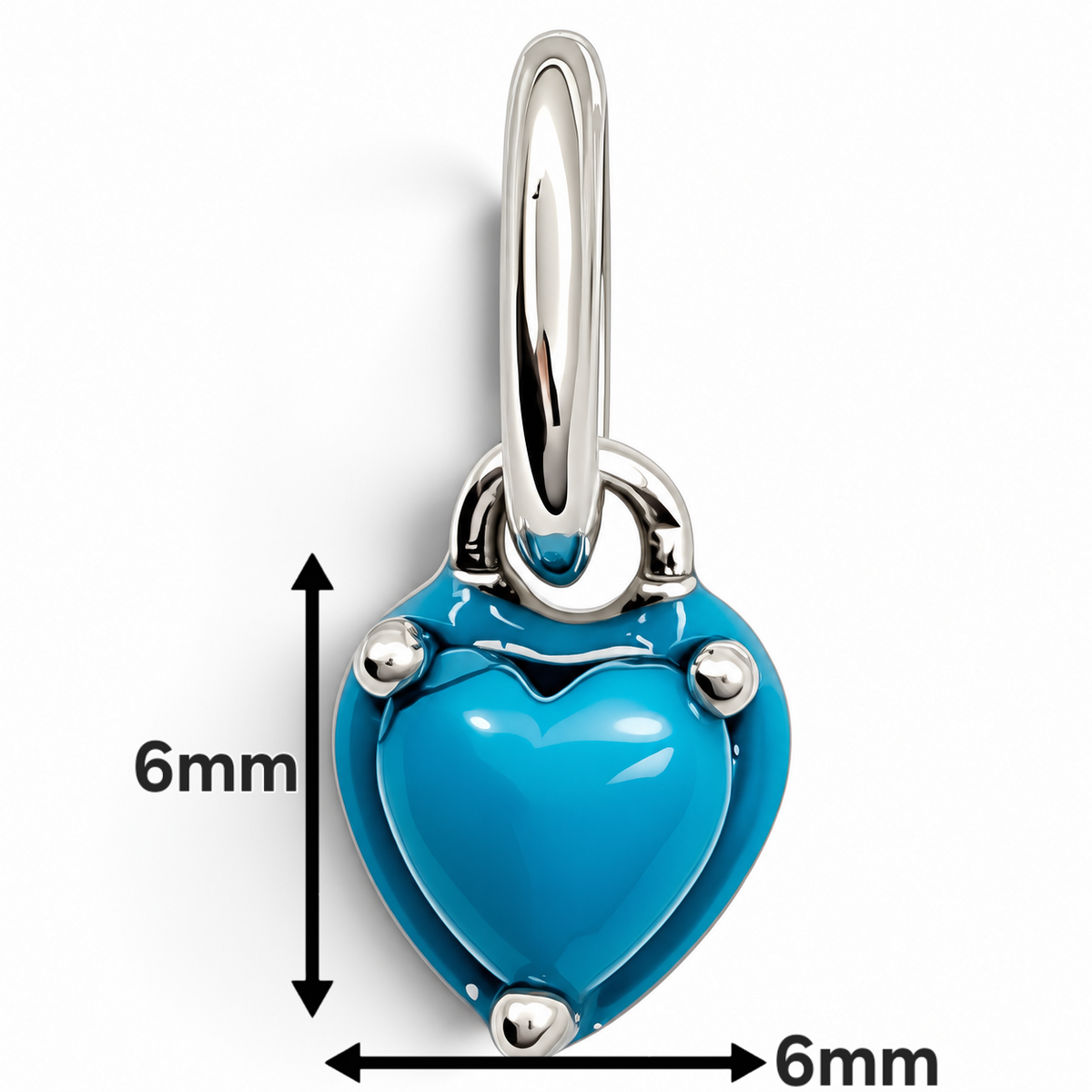 Charm Corazon Mini Azul Plata Ley 925