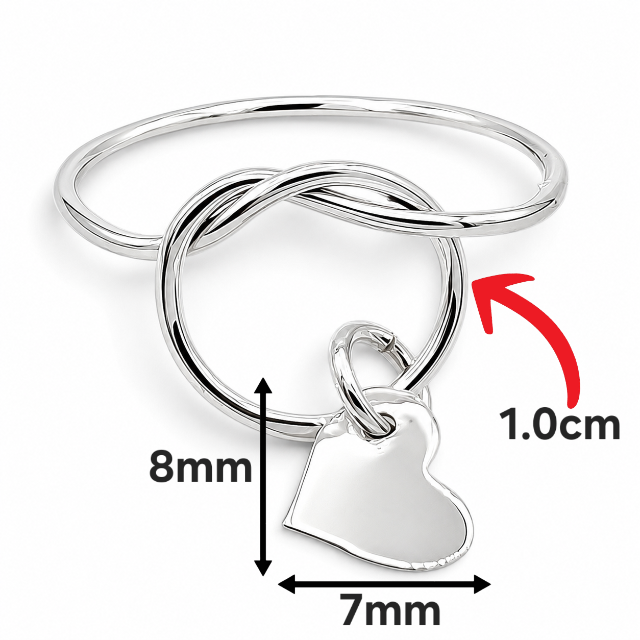 Anillo Corazon Colgante Plata Ley 925