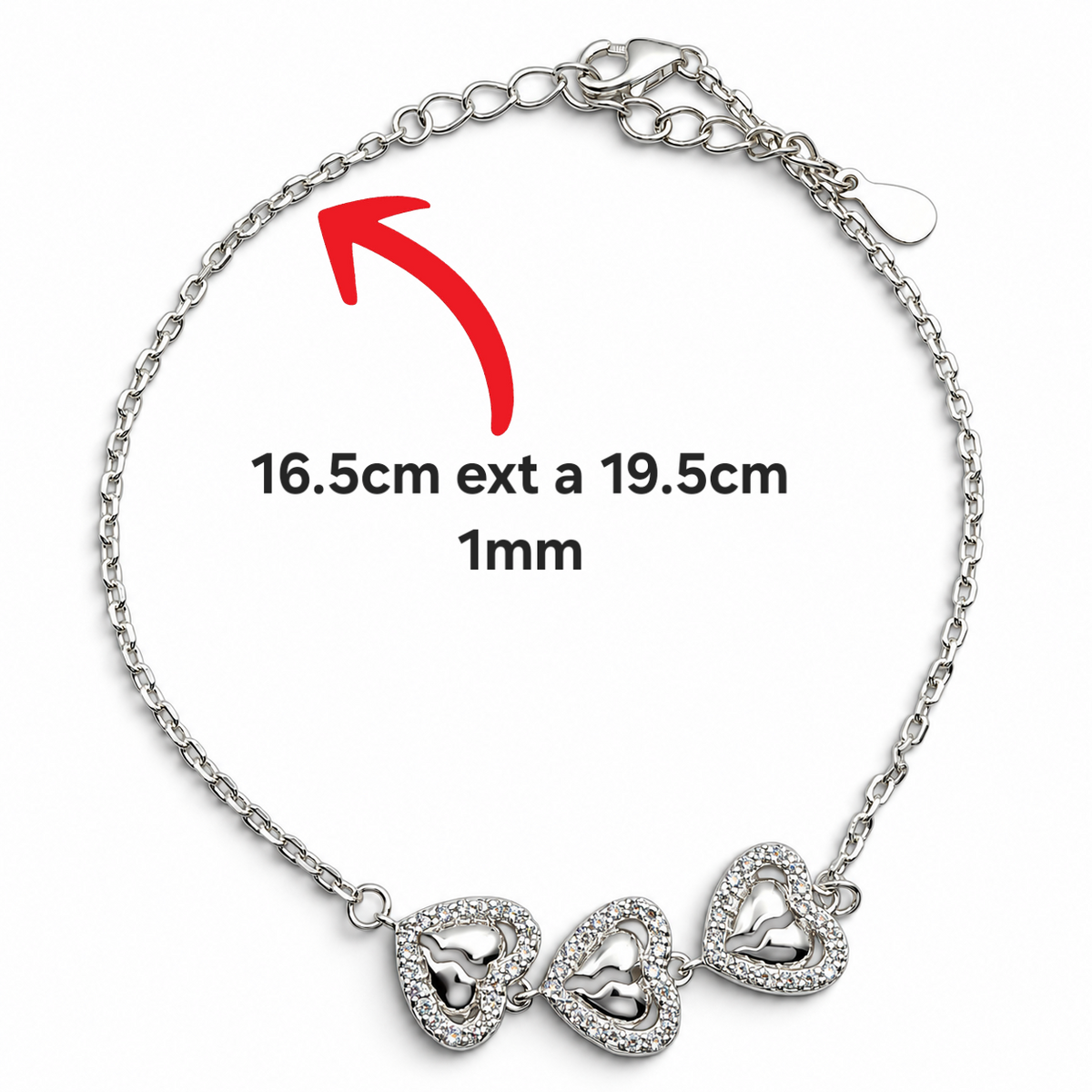 Pulsera Corazon Plata Ley 925