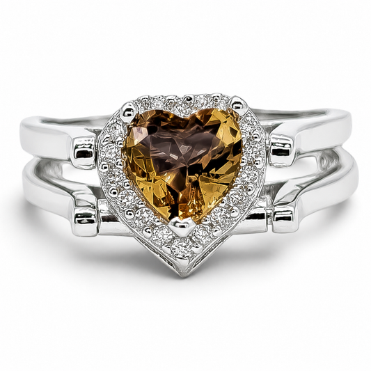 Anillo Doble Vista Corazon Zultanita Plata Ley 925