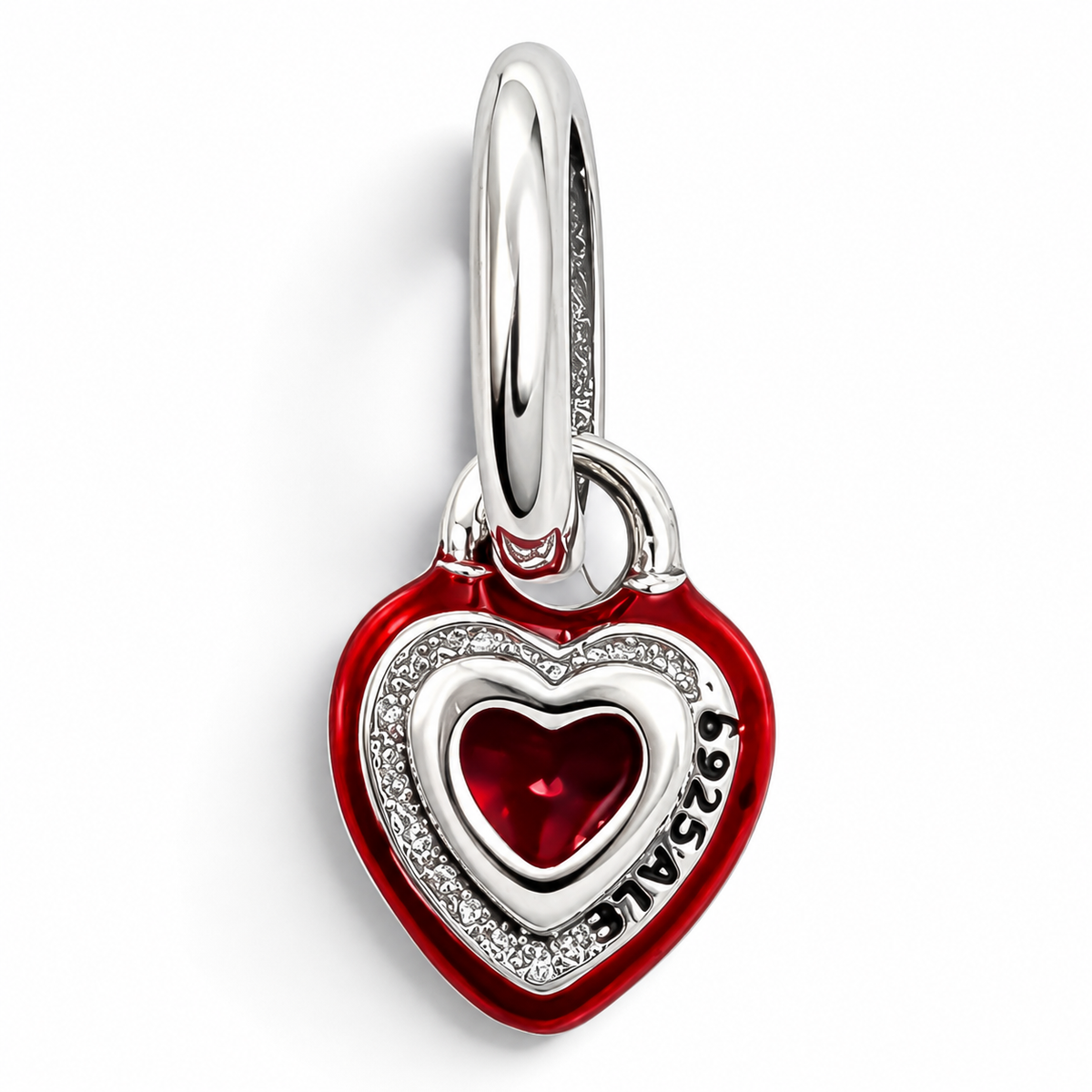 Charm Corazon Mini Rojo Plata Ley 925
