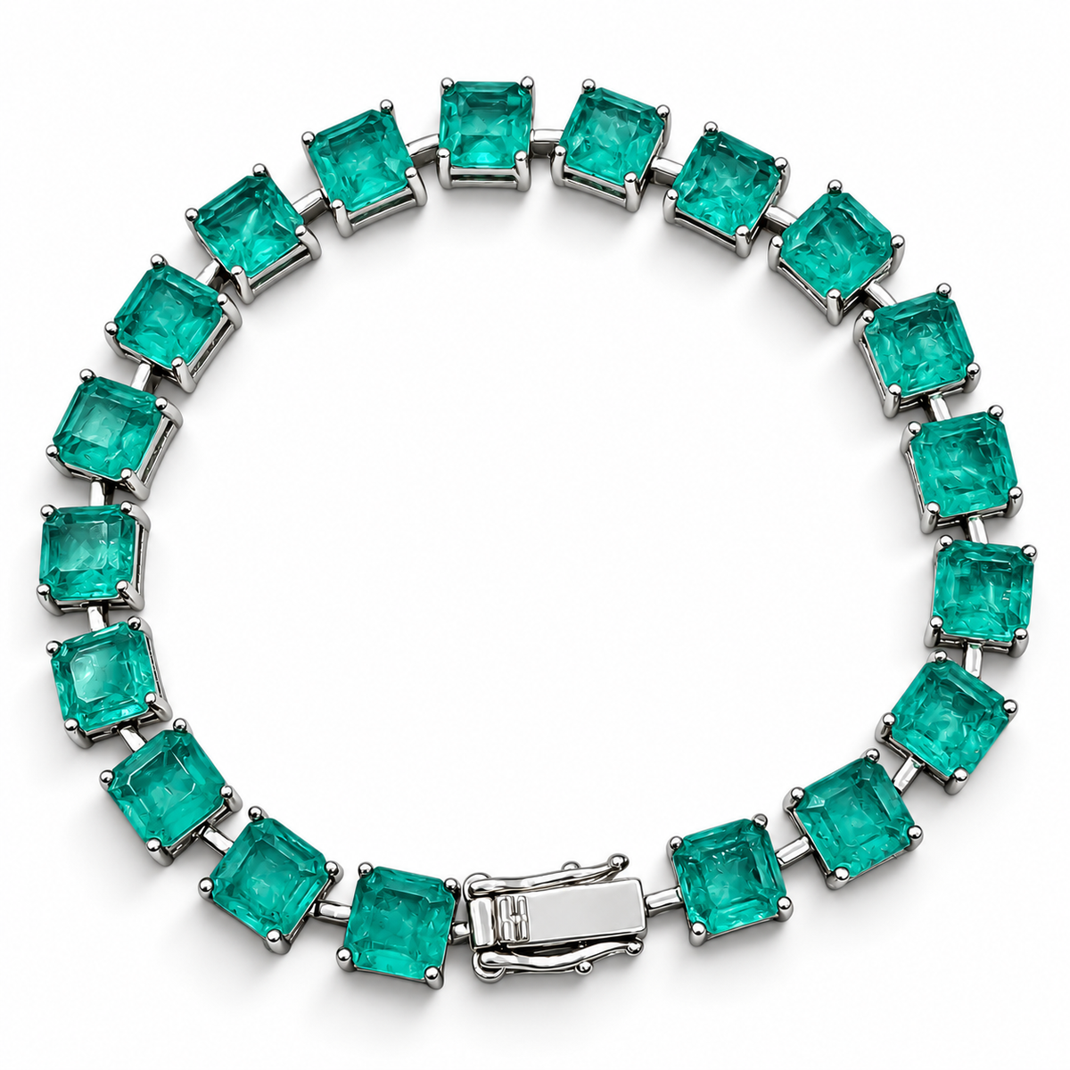 Pulsera Cuadro Aqua Turmalina Plata Ley 925