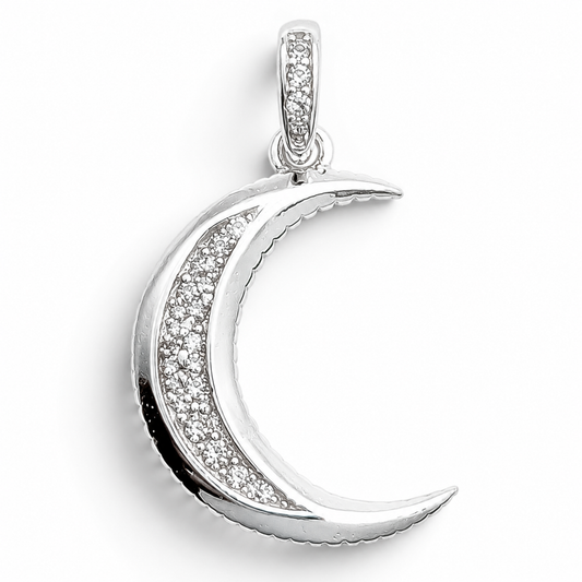 Dije Media Luna Blanca Plata Ley 925