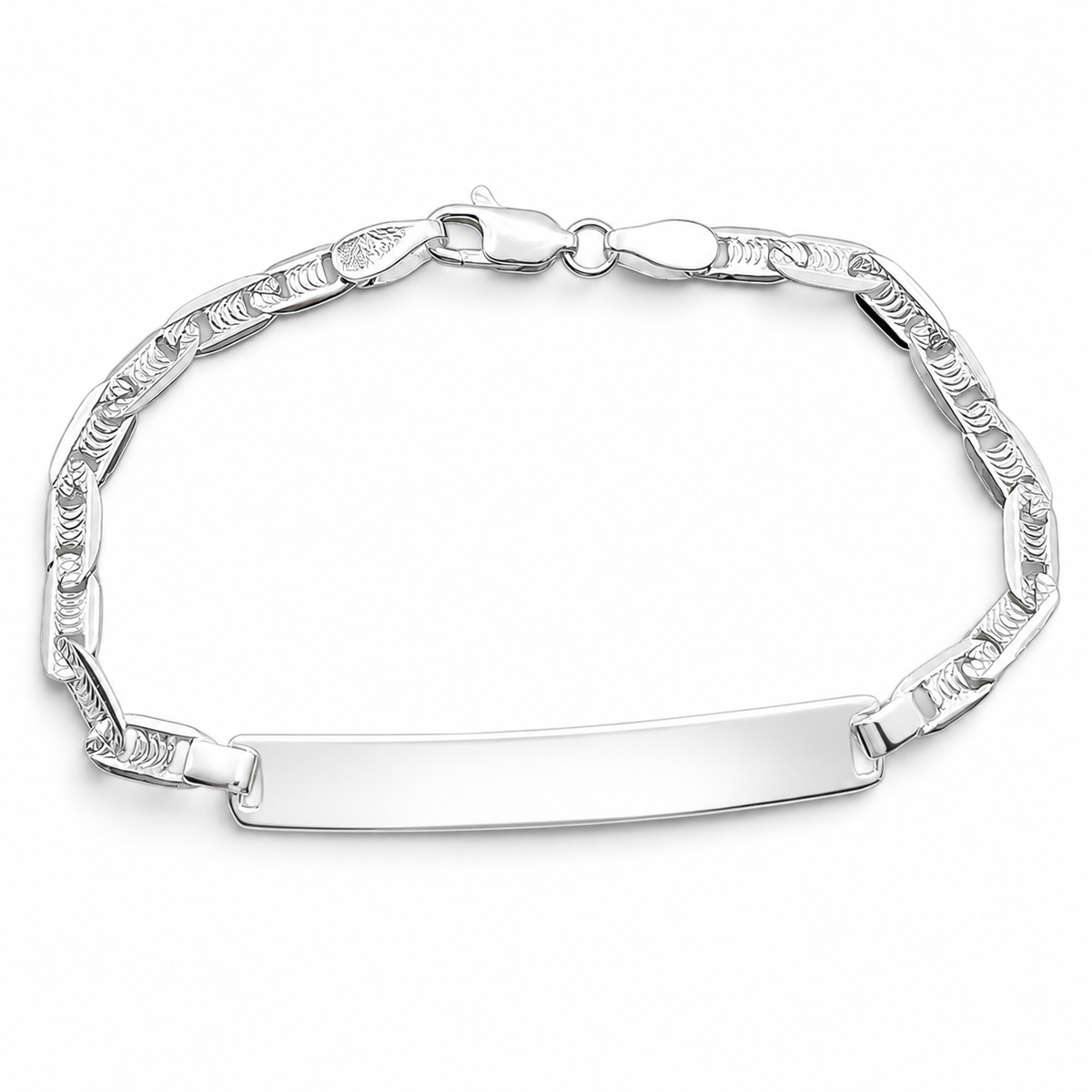 Esclava Planchada Diamantada 4mm Plata Ley 925