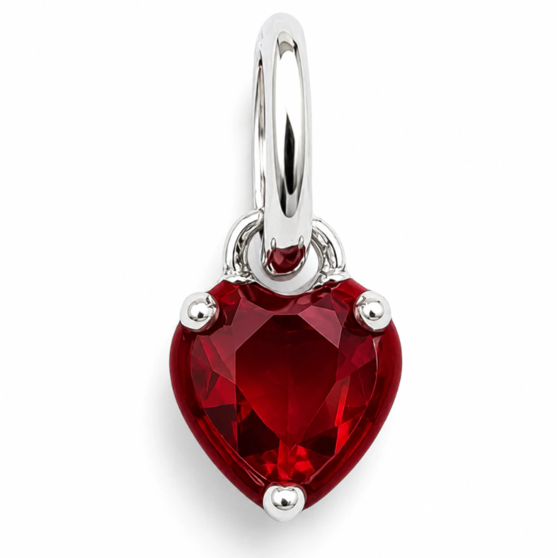 Charm Corazon Mini Rojo Plata Ley 925