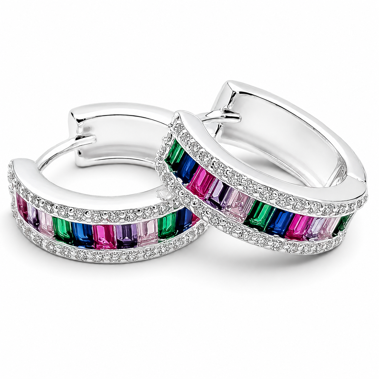Hugguies Baguette Multicolor Plata Ley 925