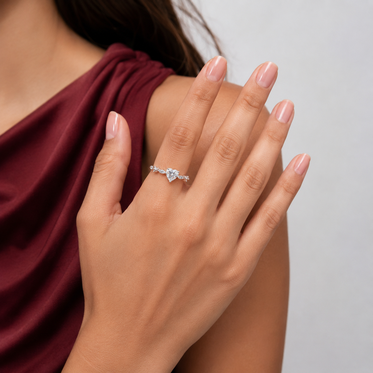 Anillo Corazon Zirconia Blanca Plata Ley 925