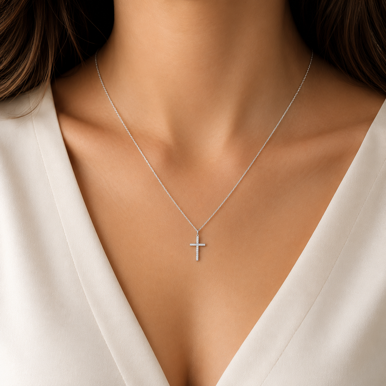 Collar Cruz Plata Ley 925