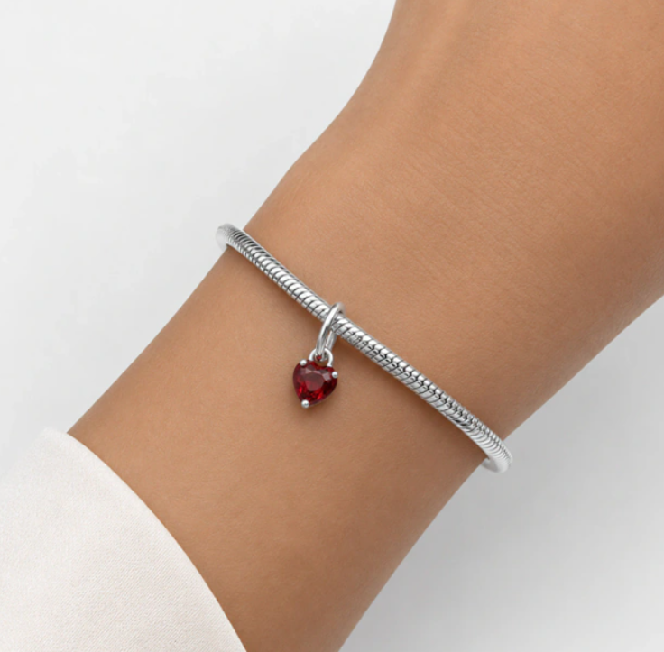 Charm Corazon Mini Rojo Plata Ley 925
