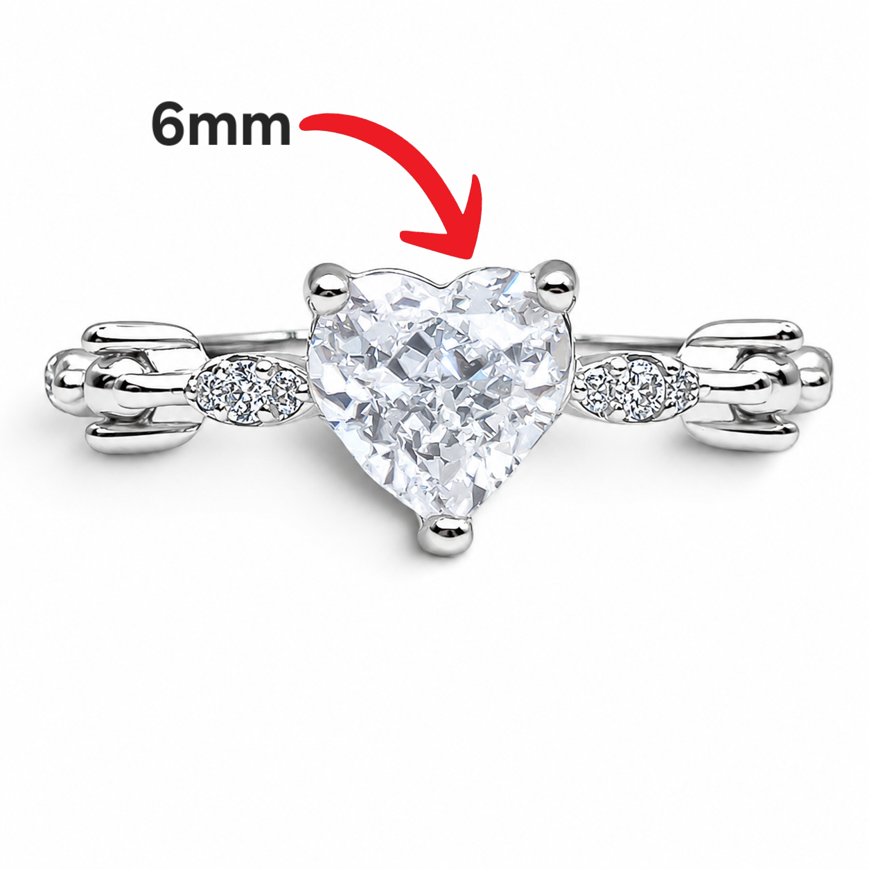 Anillo Corazon Zirconia Blanca Plata Ley 925