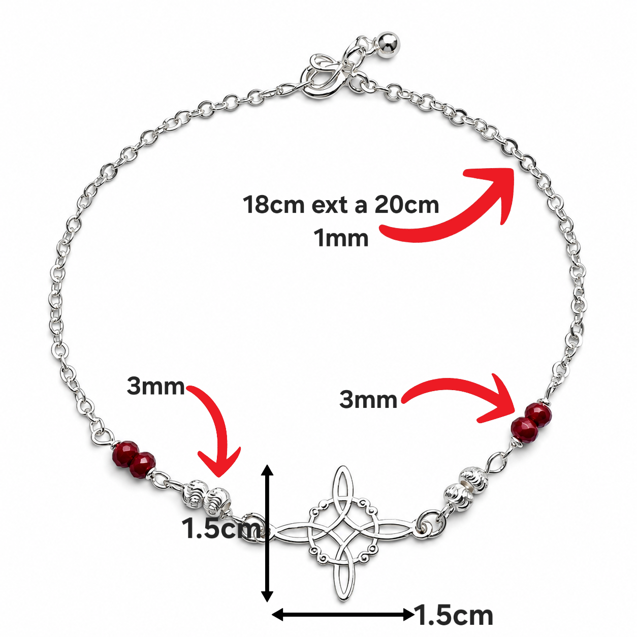 Pulsera Nudo de Bruja Plata Ley 925