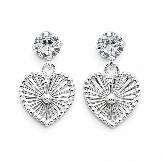Broquel Corazon Diamantado Plata Ley 925