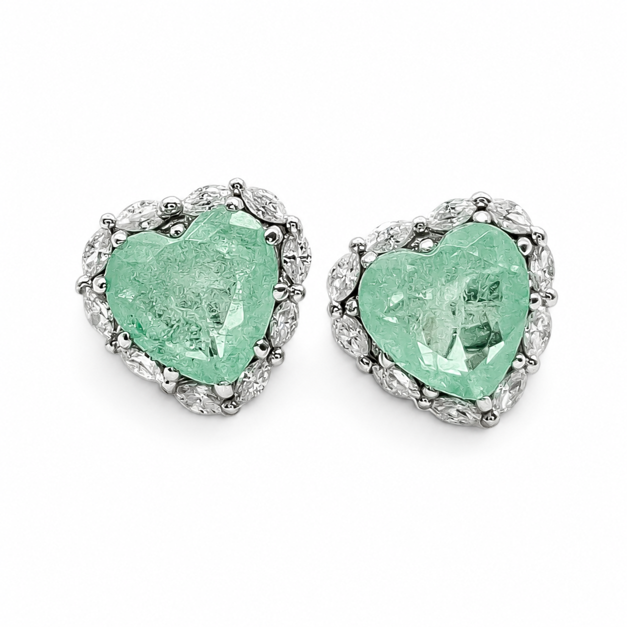 Arete Corazon Verde Plata Ley 925