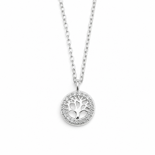 Collar Arbol Zirconia Plata Ley 925