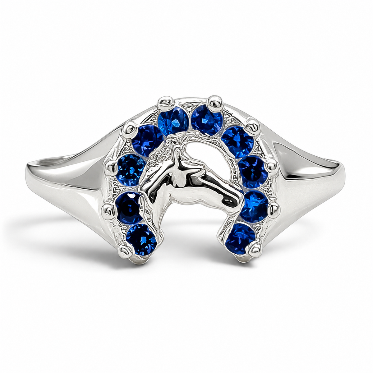 Anillo Herradura Azul Plata Ley 925