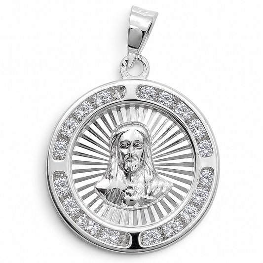 Dije Medalla Sagrado Corazon Plata Ley 925