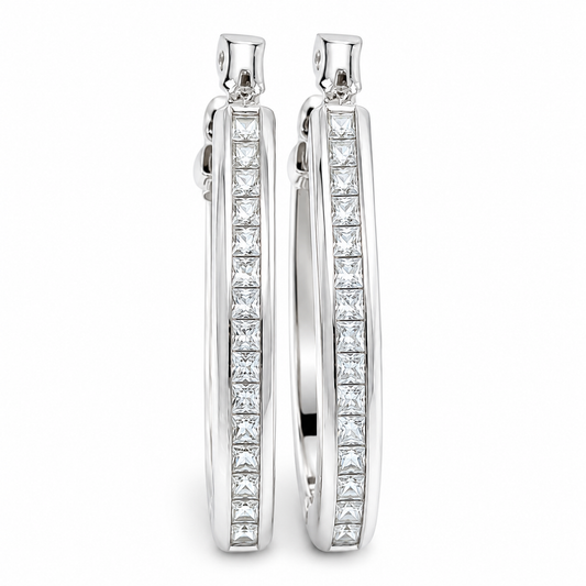 Arracada Zirconia Mediana Plata Ley 925