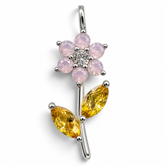 Dije Flor Opalo Zirconia Plata Ley 925