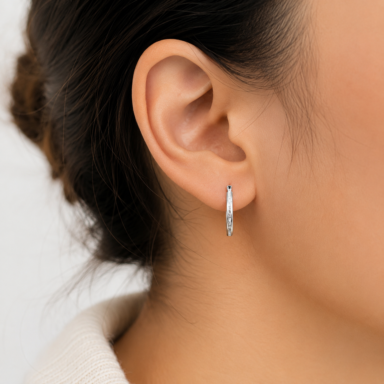 Arracada Zirconia Mediana Plata Ley 925