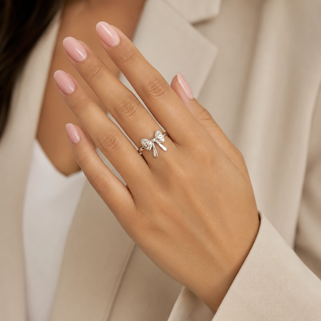 Anillo Moño Plata Ley 925