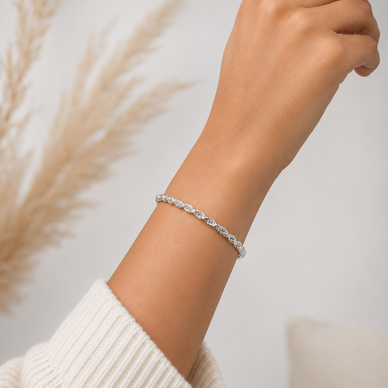 Pulso Torzal 4mm Plata Ley 925