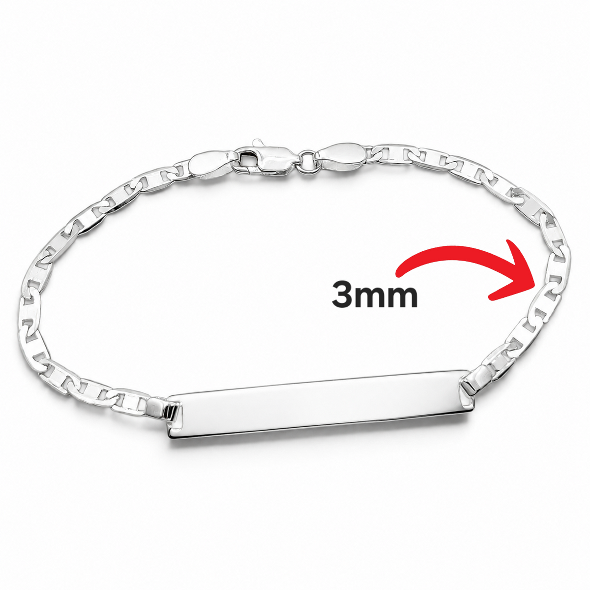 Esclava Planchada Lisa 3mm Plata Ley 925