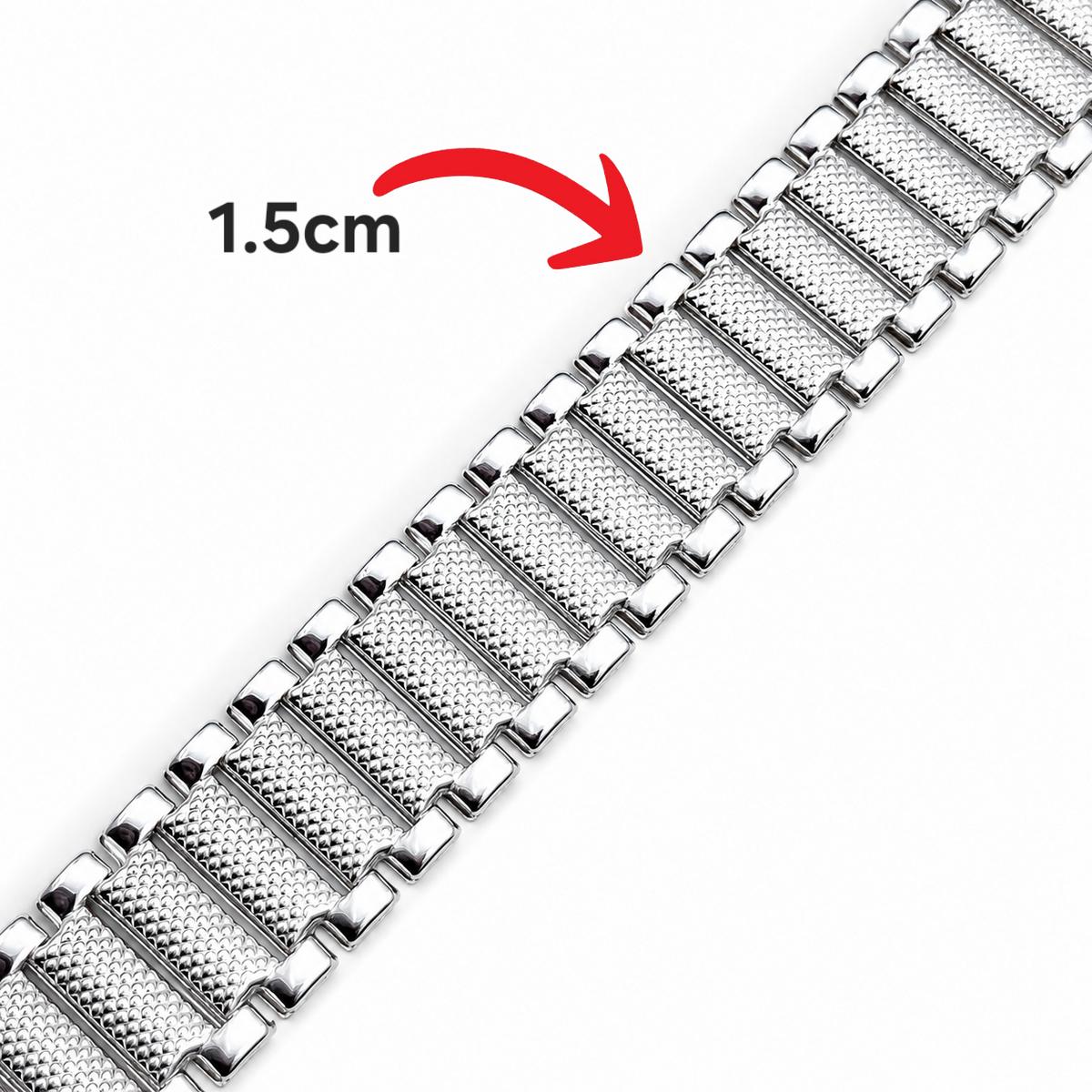 Pulso Corona Grueso 1.5cm Plata Ley 925