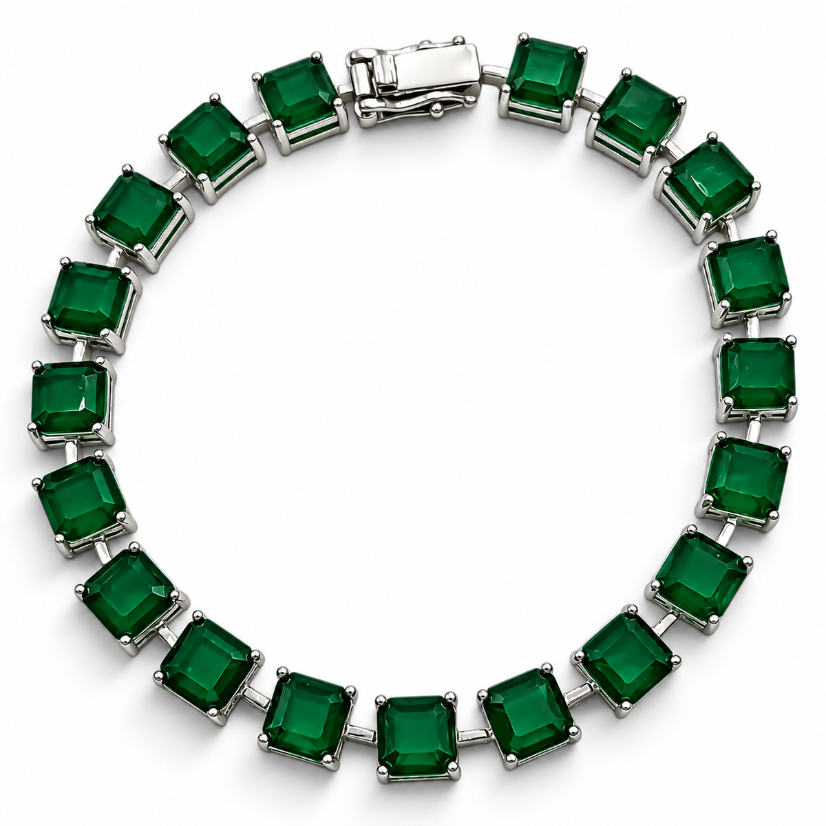 Pulsera Cuadro Verde Turmalina Plata Ley 925