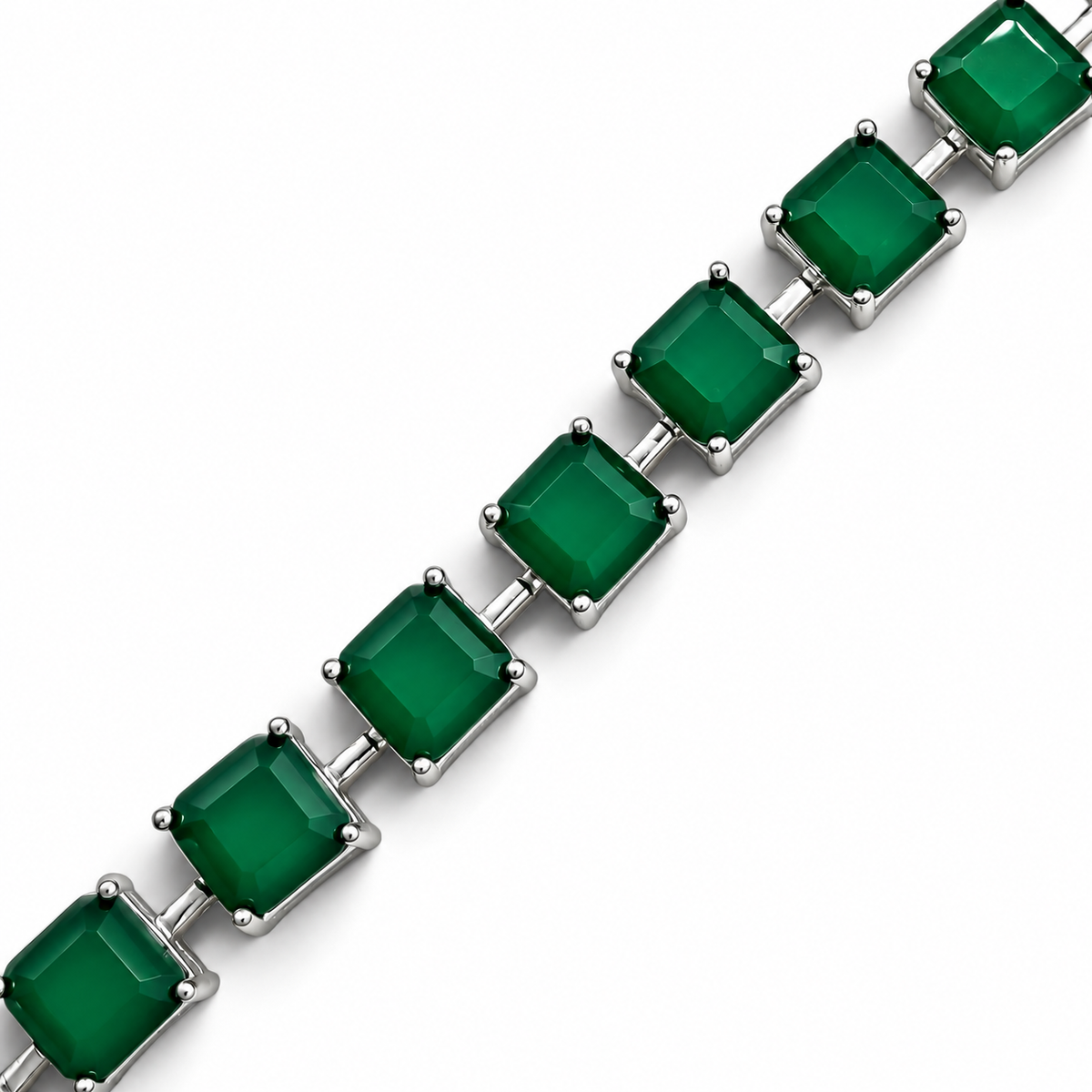Pulsera Cuadro Verde Turmalina Plata Ley 925