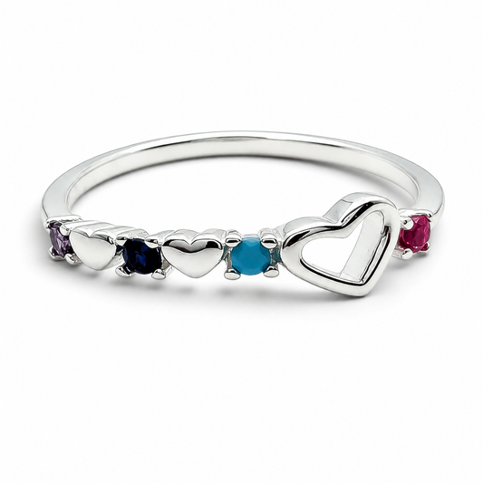 Anillo Corazon Multicolor Plata Ley 925