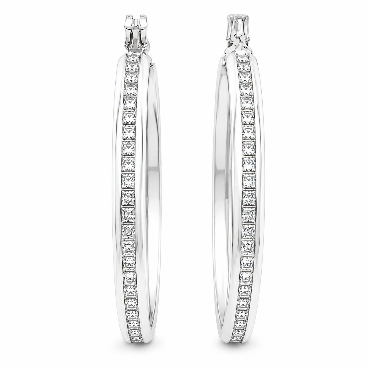 Arracada Zirconia Grande Plata Ley 925