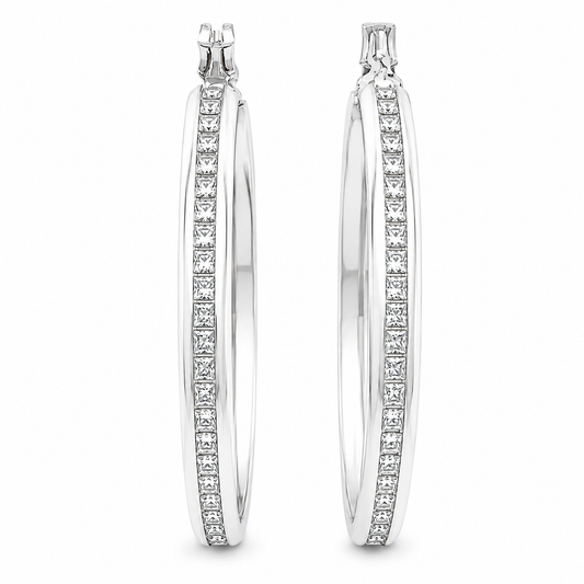 Arracada Zirconia Grande Plata Ley 925